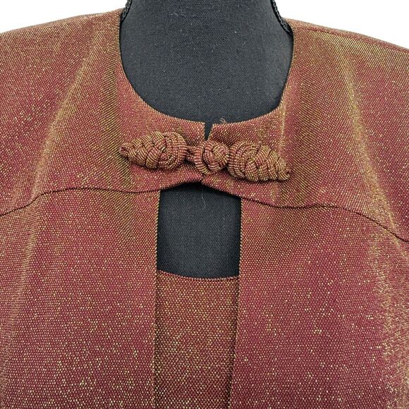 Vintage Julian Wilder Burgundy Gold Acetate Blend Dress‎ & Jacket Size 8 - Picture 8 of 14